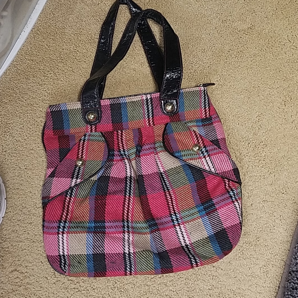 Vintage plaid pocketed purse